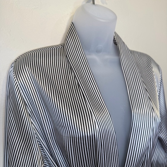 Apt. 9 | Striped Satin Lace Cuffs Open Front Belted Mini Robe - Picture 7 of 16